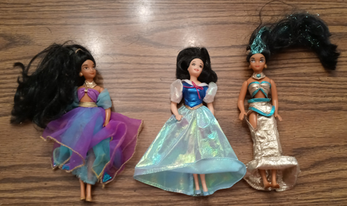 Lot of 2 Disney Perfume Princess Dolls Plus 1 extra Jasmine Doll Pic 1