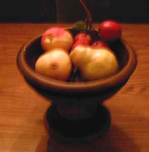 Ceramic Fruit Bowl with Plastic Fruit Pic 1