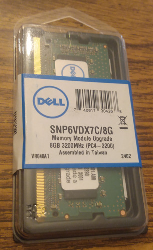 UNUSED Dell SNP6VDX7C/8G 8GB Laptop DDR4 Memory Module