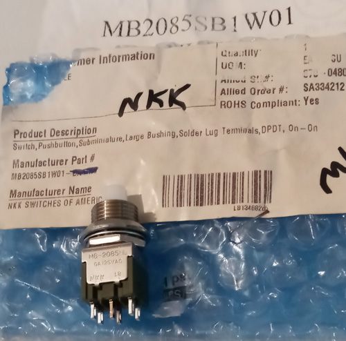 NKK Switches MB2085SB1W01 Pushbutton